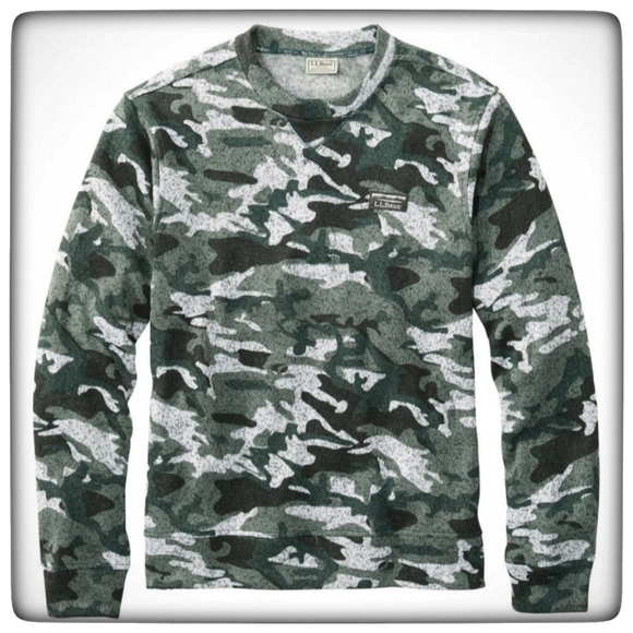 L.L Bean Camouflage Lightweight Sweater Fleece Top Long-Sleeve-L